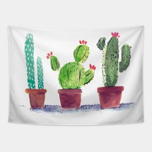 Image: Watercolor, Cactus in pots Tapestry