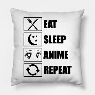 Eat, Sleep, Anime, Repeat!!!!!! Pillow