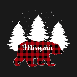 Buffalo Red Plaid Momma Bear Matching Family Christmas T-Shirt