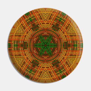 Weave Mandala Yellow Orange and Green Pin