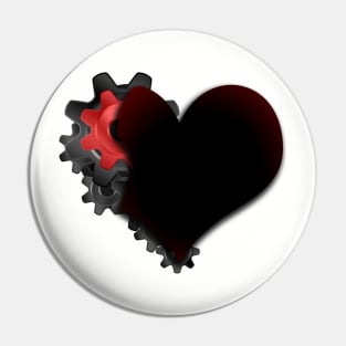 gear wheel heart Pin