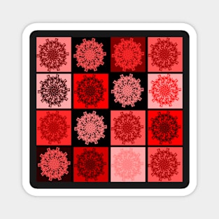 Red and black toned snowflake pattern Magnet