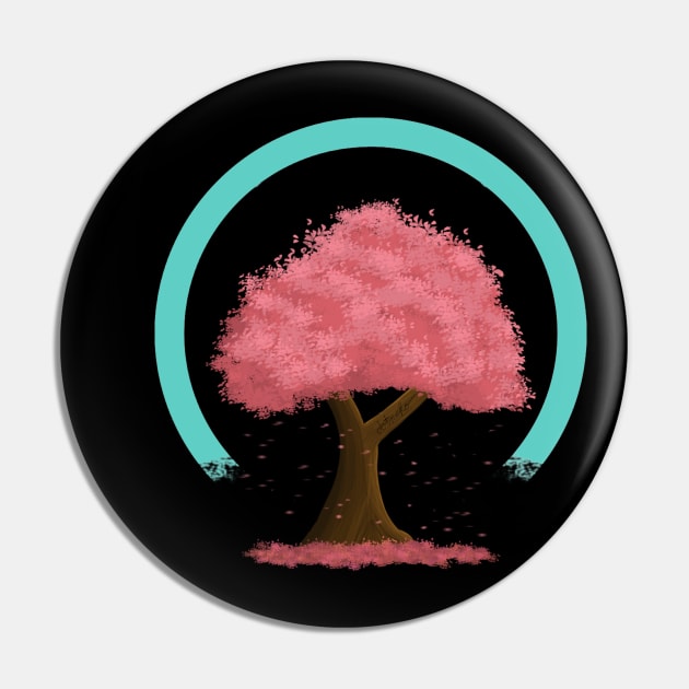 Simple Cherry Blossom Tree With Falling Leaves Version 3 Pin by DotNeko