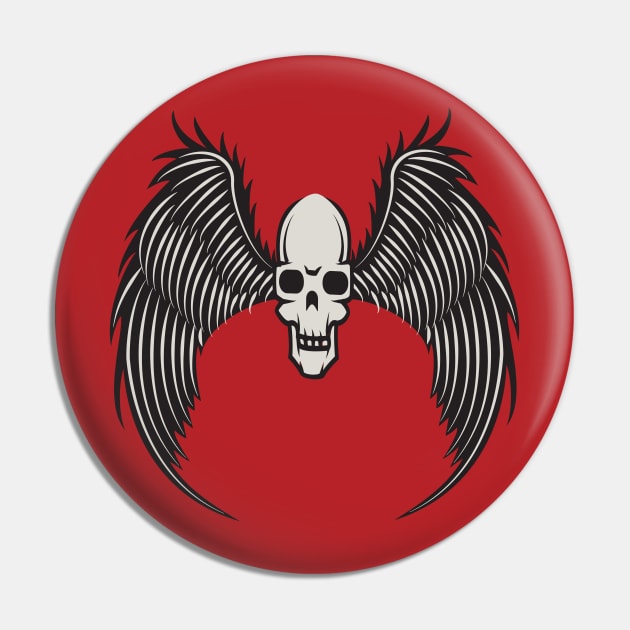 Skull With Wings Pin by MonkeyBusiness