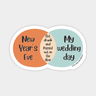 Venn Diagram 2023 New Year’s Eve vs. My wedding day: Drunk Magnet