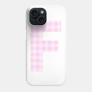 Pink Letter F in Plaid Pattern Background. Phone Case