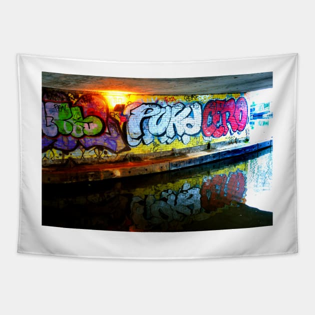 Graffiti Street Art Regent's Canal Camden London Tapestry by AndyEvansPhotos