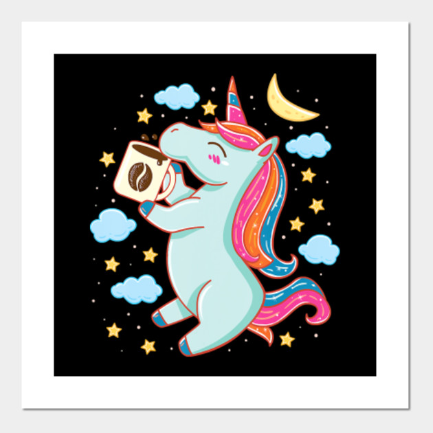 Unicorn Drinking Coffee Unicorns Rainbow Magic Unicorn Drinking
