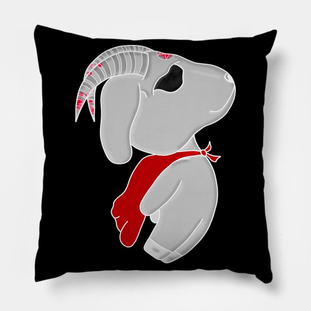 Satanic Light Grey Flying Goat Pillow by Wanderer Bat