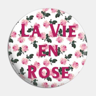 La Vie En Rose - Pink Vintage Roses on White Pin