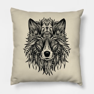 Wolf Head Design Pillow