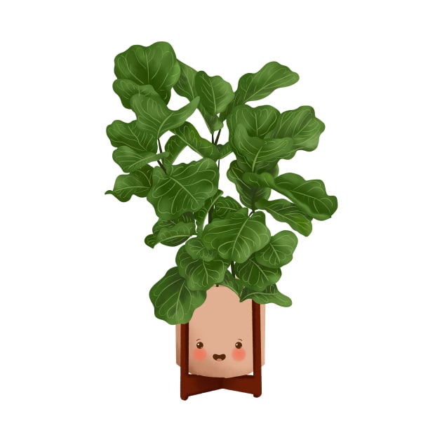 Cute Plant Illustration, Fiddle leaf Fig Illustration by Gush Art Studio 1