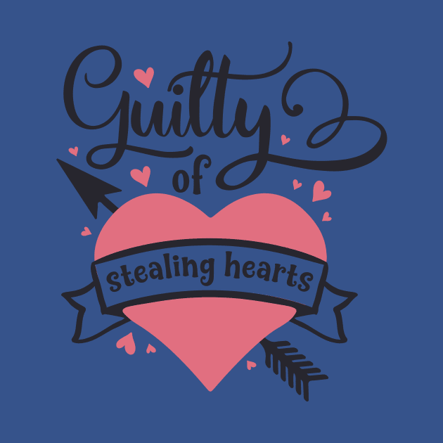 Guilty of stealing hearts. Cute graphics with heart and arrow by hippyhappy