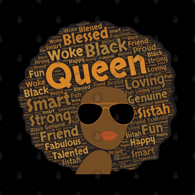 Black Queen Aviators Words in Afro by blackartmattersshop