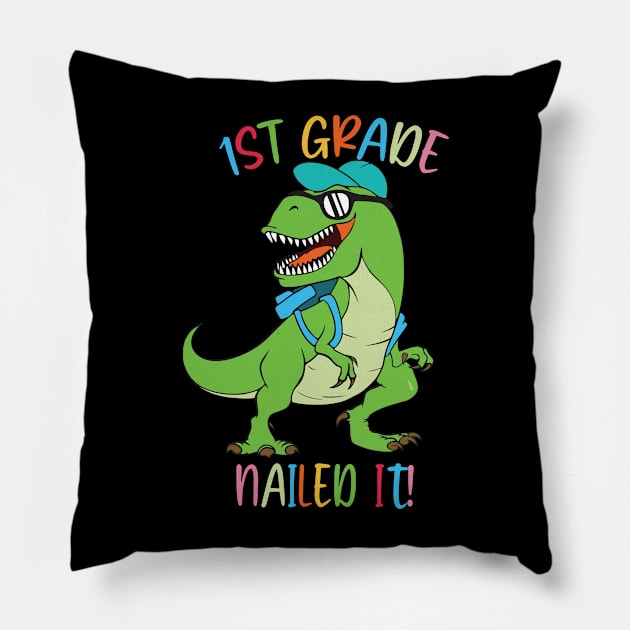 Dinosaur 1ST GRADE Nailed It Graduation Kids Pillow by sevalyilmazardal