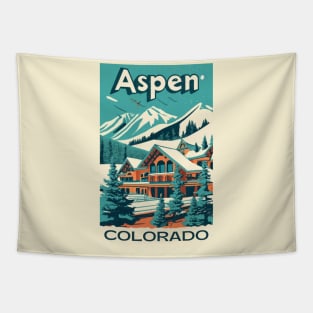 A Vintage Travel Poster of Aspen - Colorado - US Tapestry