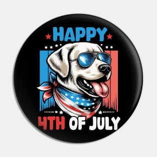 Patriotic American Labrador Retriever Happy 4th of July Pin