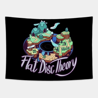 Flat Disc Theory | Funny Joke Video Gamer Conspiracy Humor Tapestry