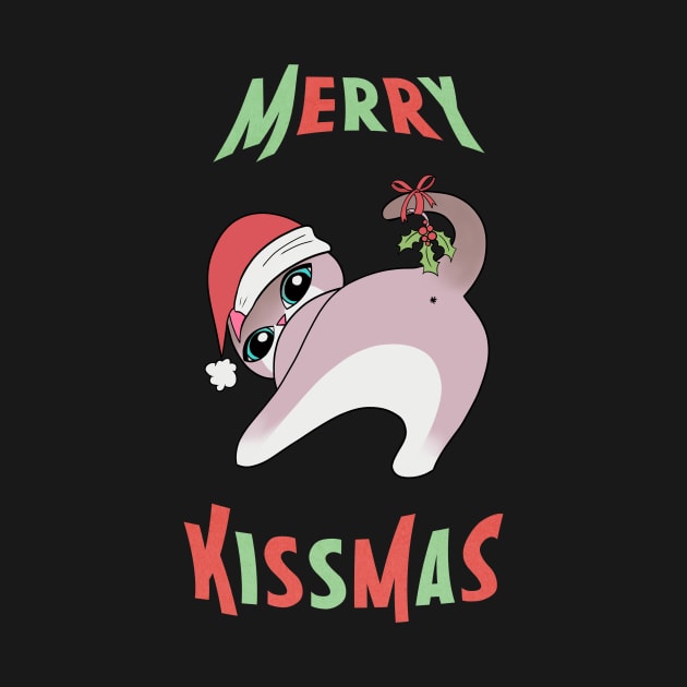 Merry Kissmas Cat Butt Christmas Mistletoe xmas funny by xenotransplant