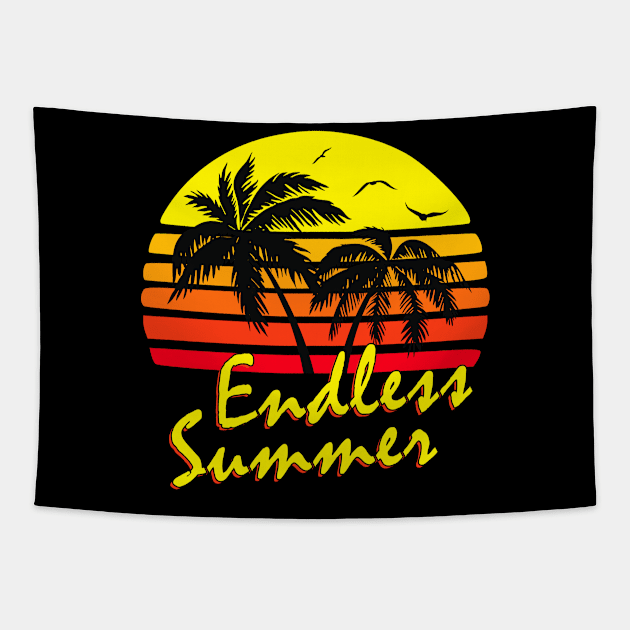 Endless Summer Retro Sunset Tapestry by Nerd_art