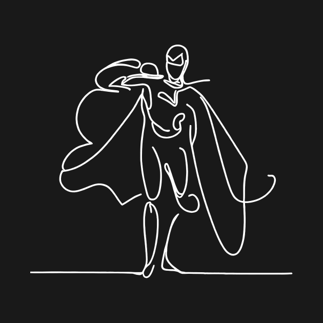 Minimalist white line art Superhero Silhouette | Character 3 by Jumitu-Art