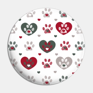 Red heart and paw prints Pin