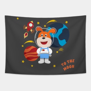 Space dog or astronaut in a space suit with cartoon style. Tapestry