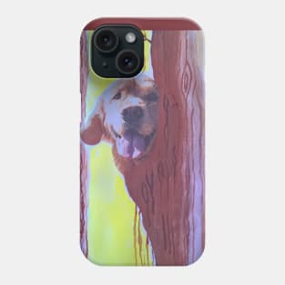 Dog in the magic forest. Mixed media art. Phone Case