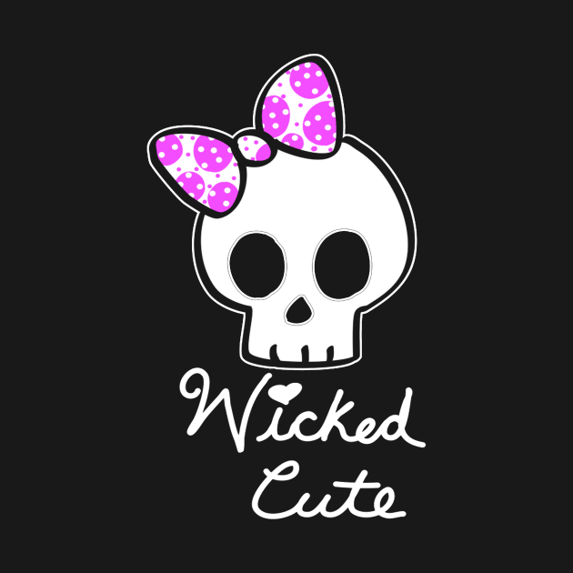 Wicked Cute Halloween SKull With Pink Bow - BlueTshirtCo Halloween Swag by BlueTshirtCo