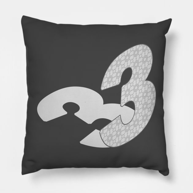 Isometric Number, Number Three Pillow by PoshGeometry