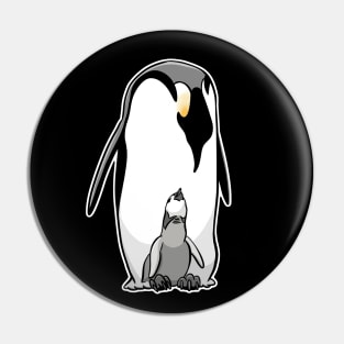 Arctic Birds Emperor Penguin Father and Baby Pin