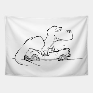 T-rex in Car Tapestry