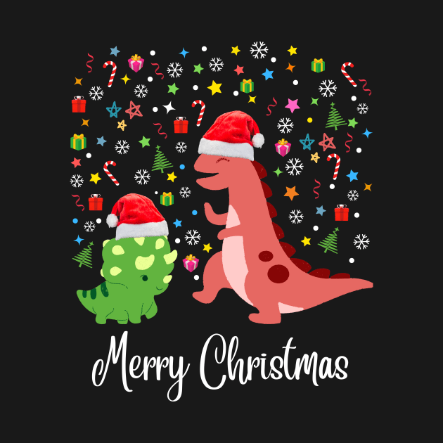 Funny Christmas Dinosaur T-Shirt by DakhaShop