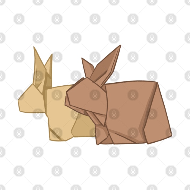 Brown Origami Bunny Couple _ Bunniesmee by GambarGrace
