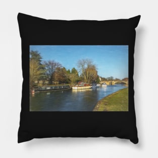 The River Thames At Abingdon Pillow