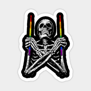 Skeleton Drummer Gay Pride LGBT-Q  Drum Magnet