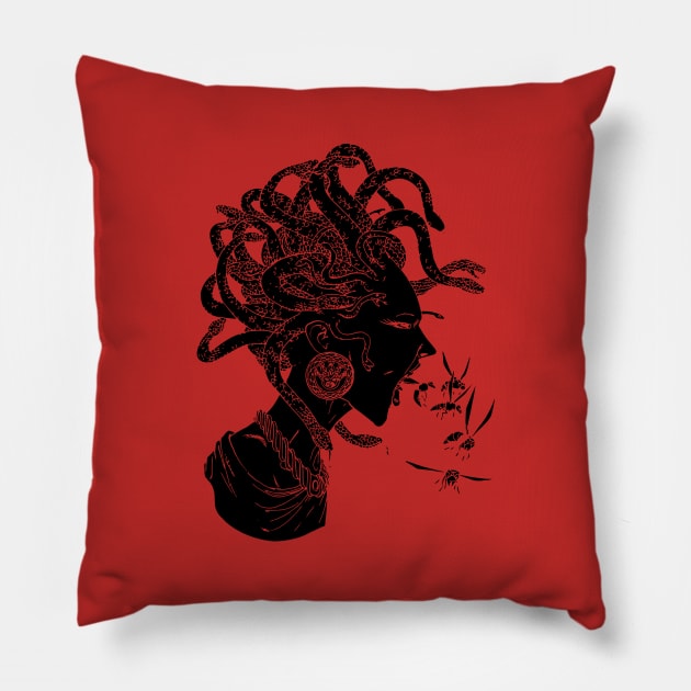 Black Medusa Pillow by TomiAx