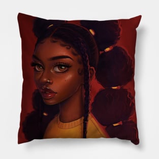 Braids and Brown Eyes Pillow