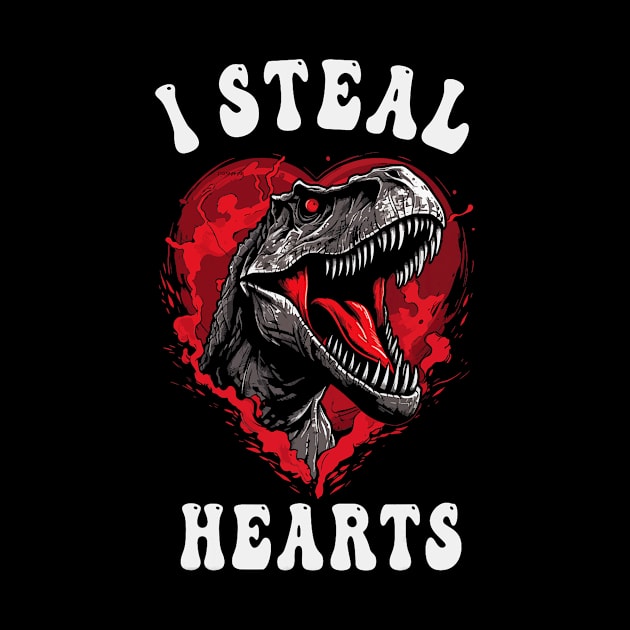 Boys Valentines Day Dinosaur I Steal Hearts Men Love T Rex by Neldy