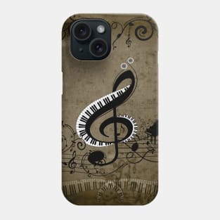 Music, decorative clef with piano and key notes Phone Case