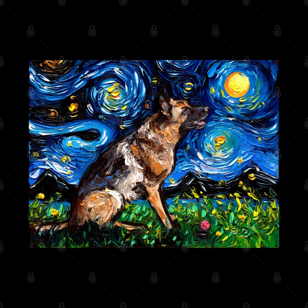 German Shepherd Night 3 by sagittariusgallery