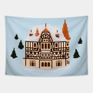 Villa Cassel Swiss Castle pixel art Tapestry