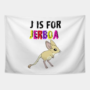 J is for Jerboa - Rainbow cute fluffy animal Tapestry