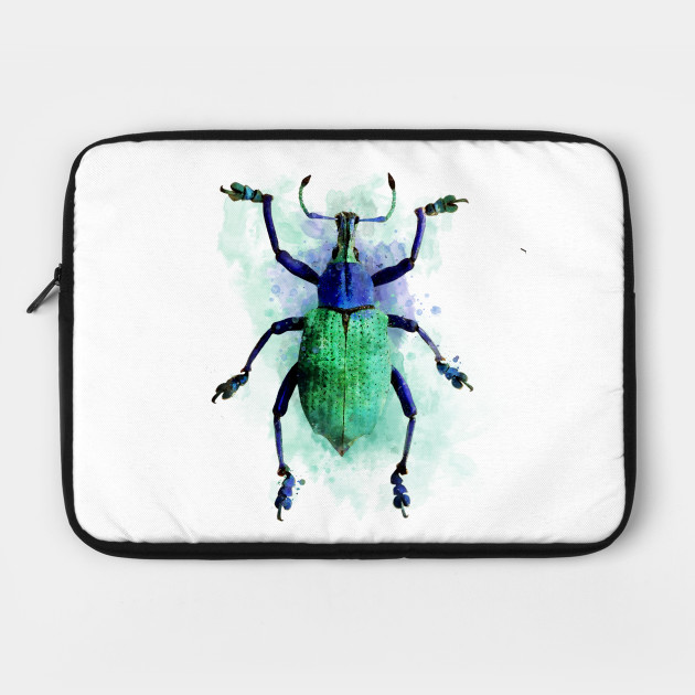 Watercolour Beetle Green Purple Turquoise Insect Painting Beetle