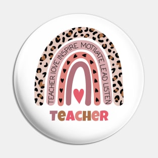 Retro teacher rainbow Pin