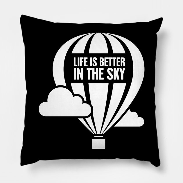 In The Sky | Hot Air Balloon Graphic Pillow by MeatMan