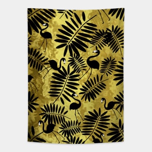 Tropical Black Flamingos Tapestry