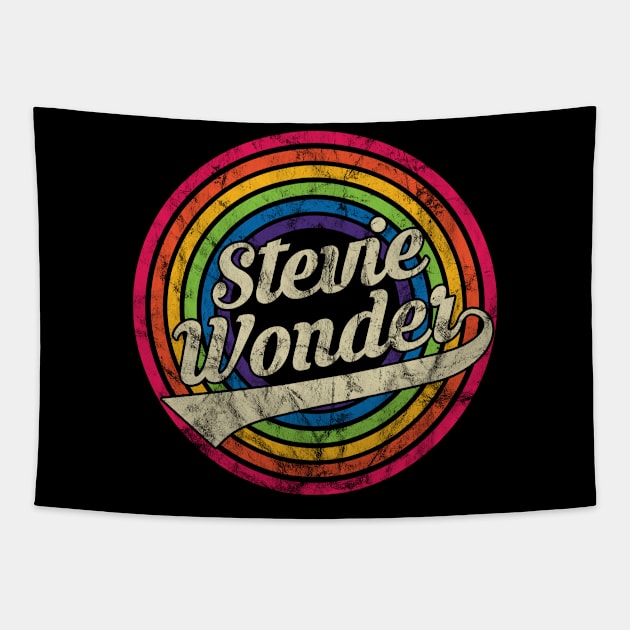 Stevie Wonder - Retro Rainbow Faded-Style Tapestry by MaydenArt