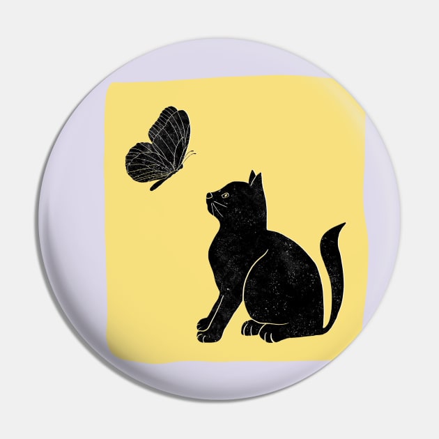 The Cat and The Butterfly Pin by Katia Galante Art