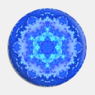 Psychedelic Kaleidoscope Blue Snowflake Pin